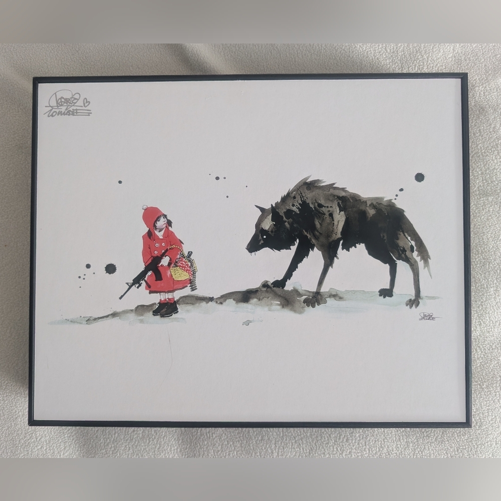 SIGNED Lora Zombie 'Red Riding Hood' Mini Art Block - Eyes On Walls